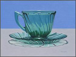 Green Cup And Saucer - Nance Danforth Paintings